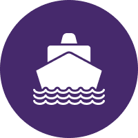 Ship icon on purple background